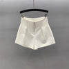 Women's Harajuku Style Polyester Three-Dimensional Decoration Wide Leg Shorts for Summer in Black and White