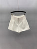 Women's Harajuku Style Polyester Three-Dimensional Decoration Wide Leg Shorts for Summer in Black and White