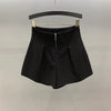 Women's Harajuku Style Polyester Three-Dimensional Decoration Wide Leg Shorts for Summer in Black and White