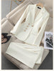 Women's Slim Fit Polyester Long Sleeve Business Blazer Jacket for Office Work Commute in White Black Pink