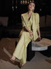 Women's Long Sleeve Solid Color Cotton Linen Office Style Suit Set Three Piece Outfit for Summer in Elegant Style