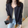 Women's Slim Fit Cotton Linen Round Neck Long Sleeve Single Breasted Casual Cardigan for Spring in Solid Color