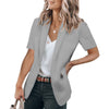 Women's Loose Fit Summer Polyester Solid Color Suit Collar Three Quarter Sleeve One Button Office Jacket in White Black Apricot Burgundy