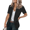 Women's Loose Fit Summer Polyester Solid Color Suit Collar Three Quarter Sleeve One Button Office Jacket in White Black Apricot Burgundy