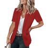 Women's Loose Fit Summer Polyester Solid Color Suit Collar Three Quarter Sleeve One Button Office Jacket in White Black Apricot Burgundy