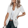 Women's Loose Fit Summer Polyester Solid Color Suit Collar Three Quarter Sleeve One Button Office Jacket in White Black Apricot Burgundy