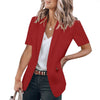 Women's Loose Fit Summer Polyester Solid Color Suit Collar Three Quarter Sleeve One Button Office Jacket in White Black Apricot Burgundy