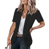 Women's Loose Fit Summer Polyester Solid Color Suit Collar Three Quarter Sleeve One Button Office Jacket in White Black Apricot Burgundy