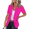 Women's Loose Fit Summer Polyester Solid Color Suit Collar Three Quarter Sleeve One Button Office Jacket in White Black Apricot Burgundy