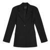 Women's Slim Fit One Button Polyester Solid Color Flat Lapel Long Sleeve Casual Jacket for Spring Fall in Dark Wind Style