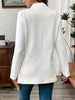 Women's Loose Fit Solid Color Stand Collar Long Sleeve Three Button Polyester Blazer with Buttons for Elegant Autumn Fall in Black
