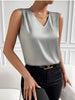 Women's Loose Fit Polyester Solid Color Pullover Patch Sleeveless Vest for Summer Casual Work Office in Burgundy