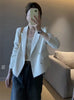 Women's Cropped Blazer, Lapel Collar, Button Front and Long Sleeves