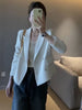 Women's Cropped Blazer, Lapel Collar, Button Front and Long Sleeves