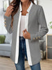 Women's Conventional Fit Spring Imitation Cotton Solid Color Polo Collar Long Sleeves Elegant Style Jacket for Casual Outings in Black