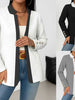 Women's Conventional Fit Spring Imitation Cotton Solid Color Polo Collar Long Sleeves Elegant Style Jacket for Casual Outings in Black