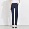 Women's Straight Leg Polyester Solid Color Dress Pants for Office Work Hotel Bank Interviews and Business Casual in Blue