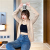 Women's Loose Single-Breasted Round Neck Pvc Solid Color Basic Style Long Sleeve Cardigan for Autumn in White Apricot Orange Yellow
