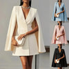 Women's Casual V Neck Polyester Solid Color Dress for Summer Office Work in Apricot Blue Pink