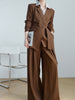 Women's Plus Size Business Suit Set with Polyester Wide Leg Pants Two Piece Outfit for Autumn in Professional Style