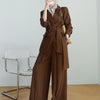 Women's Plus Size Business Suit Set with Polyester Wide Leg Pants Two Piece Outfit for Autumn in Professional Style