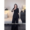 Women's Plus Size Business Suit Set with Polyester Wide Leg Pants Two Piece Outfit for Autumn in Professional Style