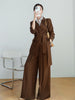 Women's Plus Size Business Suit Set with Polyester Wide Leg Pants Two Piece Outfit for Autumn in Professional Style