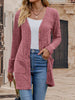 Women's Slim Fit Ribbed Solid Color V-Neck Single Row Multiple Buckles Cardigan Style Casual Top for Autumn in New Season