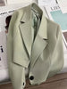 Women's Regular Fit Polyester Solid Color Suit Collar One Button Casual Blazer for Autumn in Emerald Green Pink