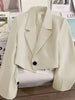 Women's Regular Fit Polyester Solid Color Suit Collar One Button Casual Blazer for Autumn in Emerald Green Pink