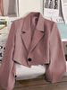 Women's Regular Fit Polyester Solid Color Suit Collar One Button Casual Blazer for Autumn in Emerald Green Pink