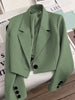 Women's Regular Fit Polyester Solid Color Suit Collar One Button Casual Blazer for Autumn in Emerald Green Pink