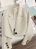 Women's Regular Fit Polyester Solid Color Suit Collar One Button Casual Blazer for Autumn in Emerald Green Pink