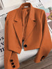 Women's Regular Fit Polyester Solid Color Suit Collar One Button Casual Blazer for Autumn in Emerald Green Pink