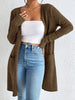 Women's Regular Fit Solid Color Polyester Open Front Cardigan Casual Knitwear for Spring in Brown