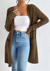 Women's Regular Fit Solid Color Polyester Open Front Cardigan Casual Knitwear for Spring in Brown