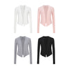 Women's Regular Fit V Neck Knitted Solid Color No Buckle Open Front Cardigan for Summer Casual Wear in White Pink Camel