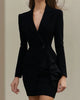Women's Slim Fit One Button Polyester Solid Color V-Neck Long Sleeve Jacket for Office Autumn Fall in White Black