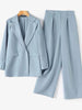 Women's Casual Solid Color Polyester Long Sleeve Blazer Jacket for Office Work and Everyday Wear in Autumn in Blue