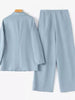 Women's Casual Solid Color Polyester Long Sleeve Blazer Jacket for Office Work and Everyday Wear in Autumn in Blue