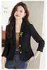 Women's Brown Short Blazer, Two-Button Front, Lapel Collar and Fitted Shape