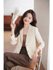 Women's Brown Short Blazer, Two-Button Front, Lapel Collar and Fitted Shape