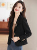 Women's Brown Short Blazer, Two-Button Front, Lapel Collar and Fitted Shape