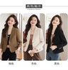 Women's Brown Short Blazer, Two-Button Front, Lapel Collar and Fitted Shape