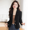 Women's Brown Short Blazer, Two-Button Front, Lapel Collar and Fitted Shape