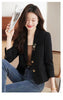 Women's Brown Short Blazer, Two-Button Front, Lapel Collar and Fitted Shape