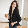 Women's Brown Short Blazer, Two-Button Front, Lapel Collar and Fitted Shape