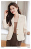 Women's Brown Short Blazer, Two-Button Front, Lapel Collar and Fitted Shape