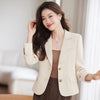 Women's Brown Short Blazer, Two-Button Front, Lapel Collar and Fitted Shape