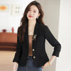 Women's Brown Short Blazer, Two-Button Front, Lapel Collar and Fitted Shape